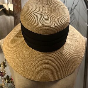 Scala Black and Tan Wide Brim Hat